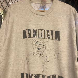 Vtg 90s Verbal Assault Hardcore Punk Band T shirt Promo