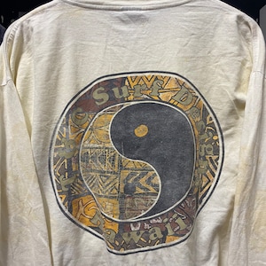Vtg 90s T&C Yin Yang Surf Logo t shirt
