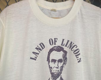 Vtg 80s Land Of Lincoln ILLINOIS Graphic T shirt