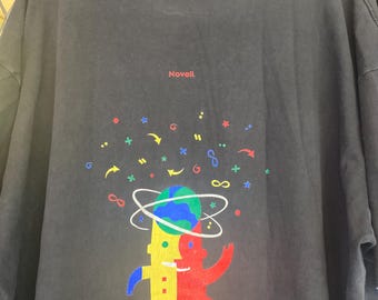 Vtg 90s Novell Tech T shirt / Art /Pop Art / Vintage Rock The Net Brain Share Shirt