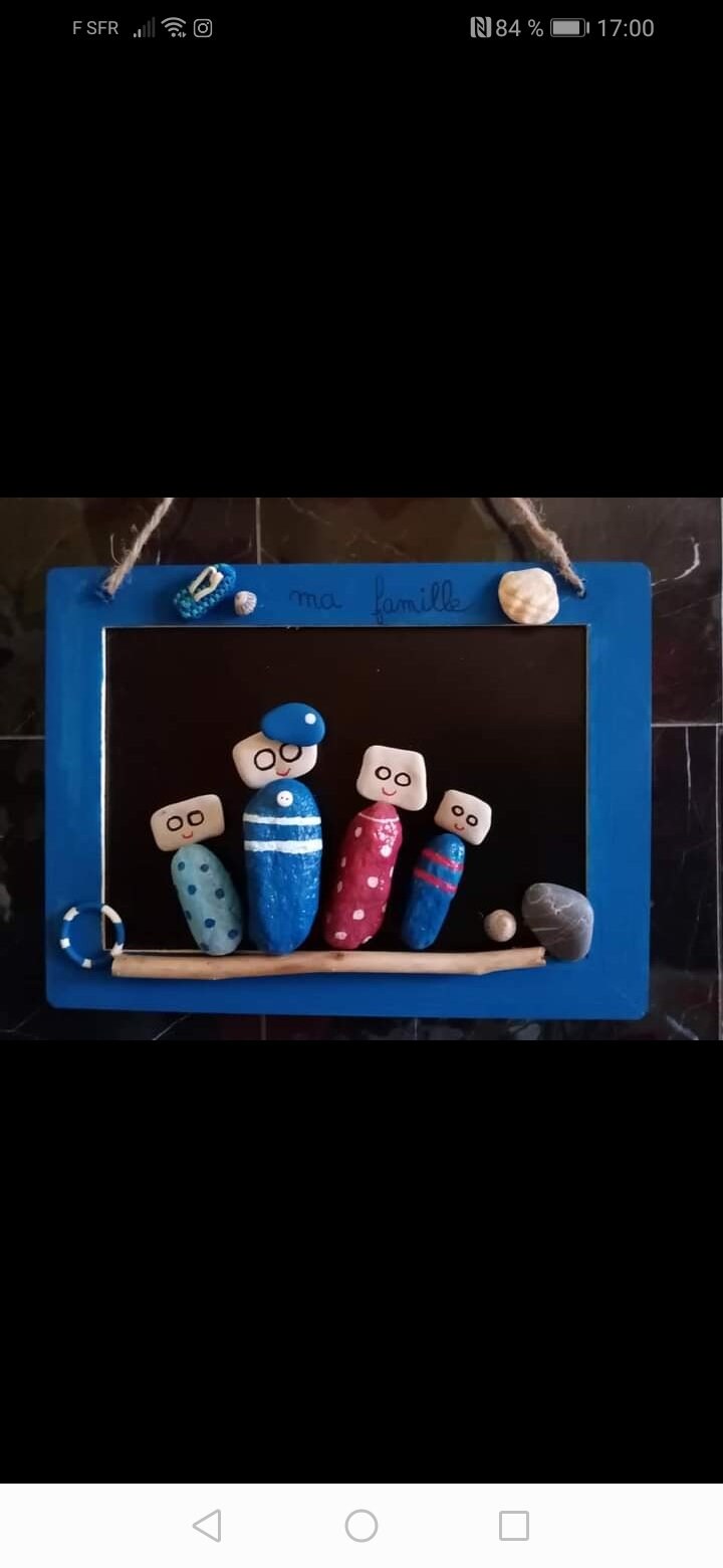 Tableau Ma Famille Galet et Ardoise