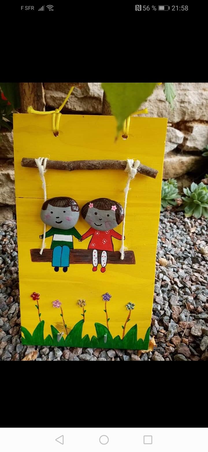 Cadre Garçon et Fille en Galets