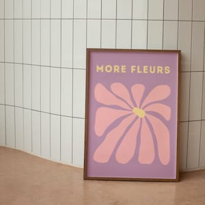 Purple Pink Flower Wall Print, More Fleurs Wall Art, Floral Digital Download Prints, Large Printable Art, Minimalist Downloadable Prints