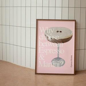 Pink Espresso Martini Wall Art, Cocktail Lover Gift, Bar Cart Wall Print, Digital Download Prints, Large Printable Art, Downloadable Prints