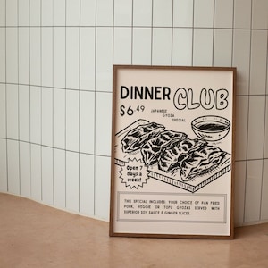 Gyoza Dumpling Wall Print, Japanese Food Poster, Asian Food Wall Art, Digital Download Prints, Large Printable Art, Downloadable Prints