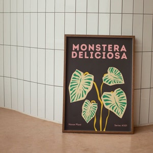 Impresión de pared de plantas Monstera, regalo amante de las plantas, arte de pared de plantas de queso suizo, impresión de descarga digital, arte imprimible grande, impresiones descargables,