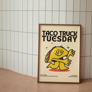 Taco Truck Tuesday Wall Print, Retro Kitchen Wall Decor, Digital Download Print, Downloadable Prints, Large Printable Art