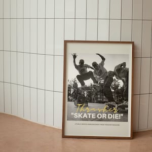 Skate or Die Wall Print, Retro Wall Decor, Digital Download Print, Downloadable Prints, Large Printable Art