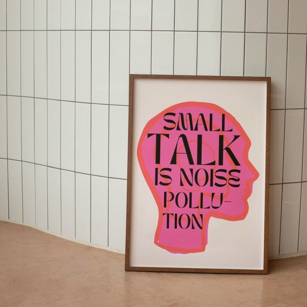 Small Talk Wall Print, Retro Wall Decor, Funny Digital Download Print, Downloadable Prints, Large Printable Art
