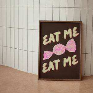 Eat Me Wall Print, Funny Wall Art, Cute Kitchen Wall Decor, Candy Sweet Digital Download Prints, Large Printable Art, Downloadable Prints