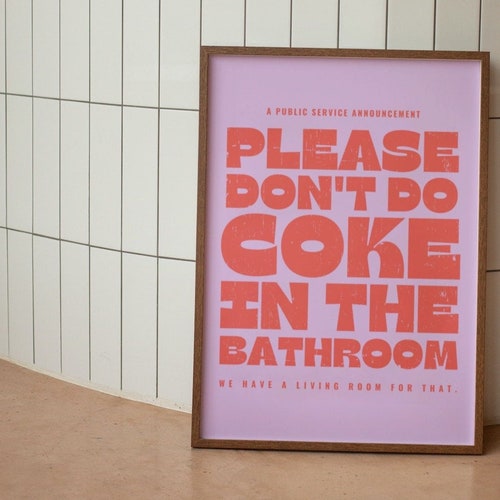Please Don't Do Coke in the Bathroom Digital Wall Print Etsy