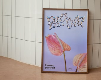 Purple Anthurium Flower Print: Modern Minimalist Wall Art (Digital Download)