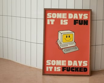 Retro Computer Poster: Funny Office Wall Art (Digital Download)