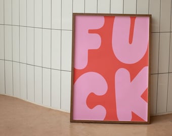 F*ck Wall Art, Funny Wall Print, Pastel Pink Poster, Digital Download Prints, Large Printable Art, Downloadable prints, Preppy Wall Art