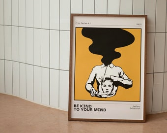Stampa retrò "Sii gentile con la tua mente": mostra d'arte murale in galleria (download digitale)