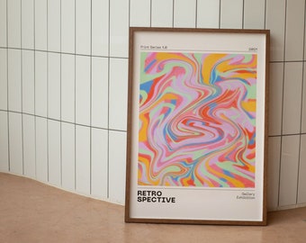 Retro Swirl Wall Print: Colorful Home Decor (Digital Download)