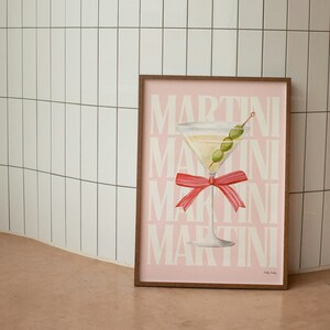 Martini Print Cocktail Handgetekende Retro Poster Alcohol Poster Bar Cart Prints Minimalistische Wall Art Trendy Gallery Wall Digitale Download