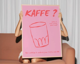 Coffee Digital Print, Retro Coffee Poster, Espresso Print, Espresso Lover Gift, Coffee Bar Decor, Kitchen Wall Art, Hand drawn Illustration