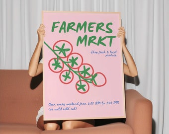 Farmers Market Print: Retro Kitchen Food Poster (Digital Download)