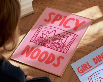 Spicy Noods Print: Retro Ramen Noodle Illustration (Digital Download)