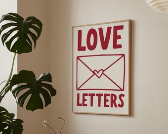 Love Letters Print: Mid Century Modern Red Envelope (Digital Print)