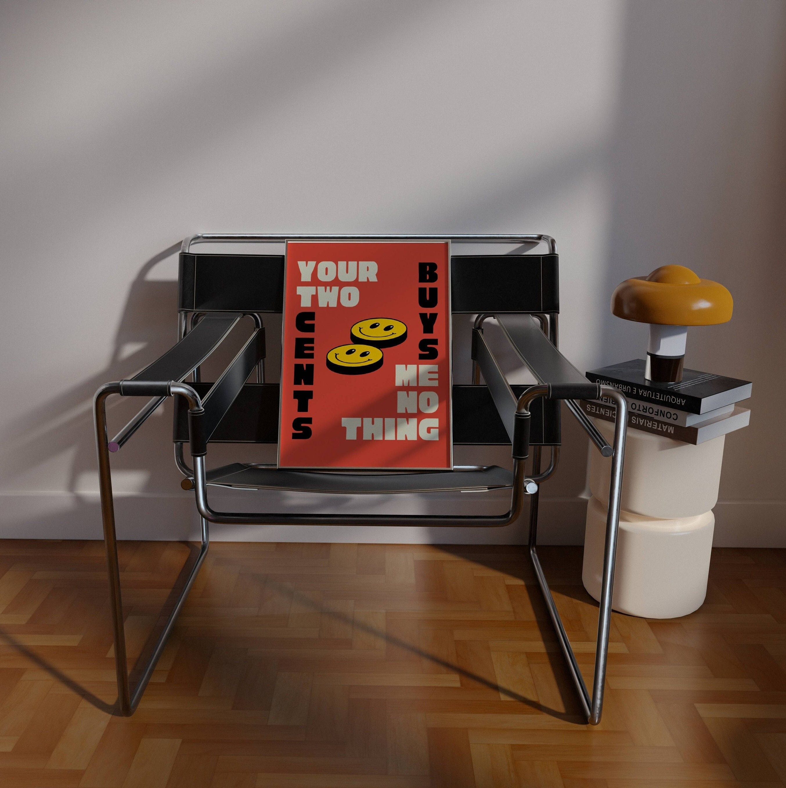 Red Retro Wall Art Funny Wall Print Funky Office Poster Dorm Room Decor ...