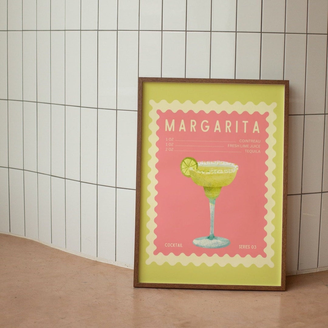 Retro Ront Funky Margarita Recipe Wall Print: Retro Cocktail Art (digital Download ...