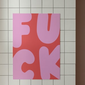 F*ck Wall Art, Funny Wall Print, Pastel Pink Poster, Digital Download Prints, Large Printable Art, Downloadable prints, Preppy Wall Art image 4