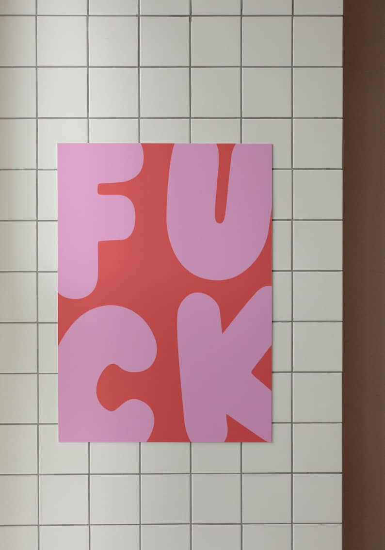 F*ck Wall Art, Funny Wall Print, Pastel Pink Poster, Digital Download Prints, Large Printable Art, Downloadable prints, Preppy Wall Art image 4