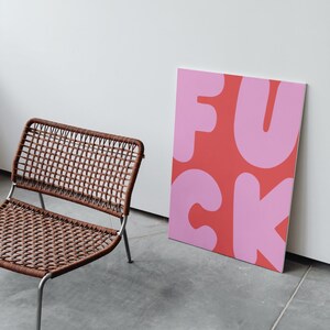 F*ck Wall Art, Funny Wall Print, Pastel Pink Poster, Digital Download Prints, Large Printable Art, Downloadable prints, Preppy Wall Art image 5