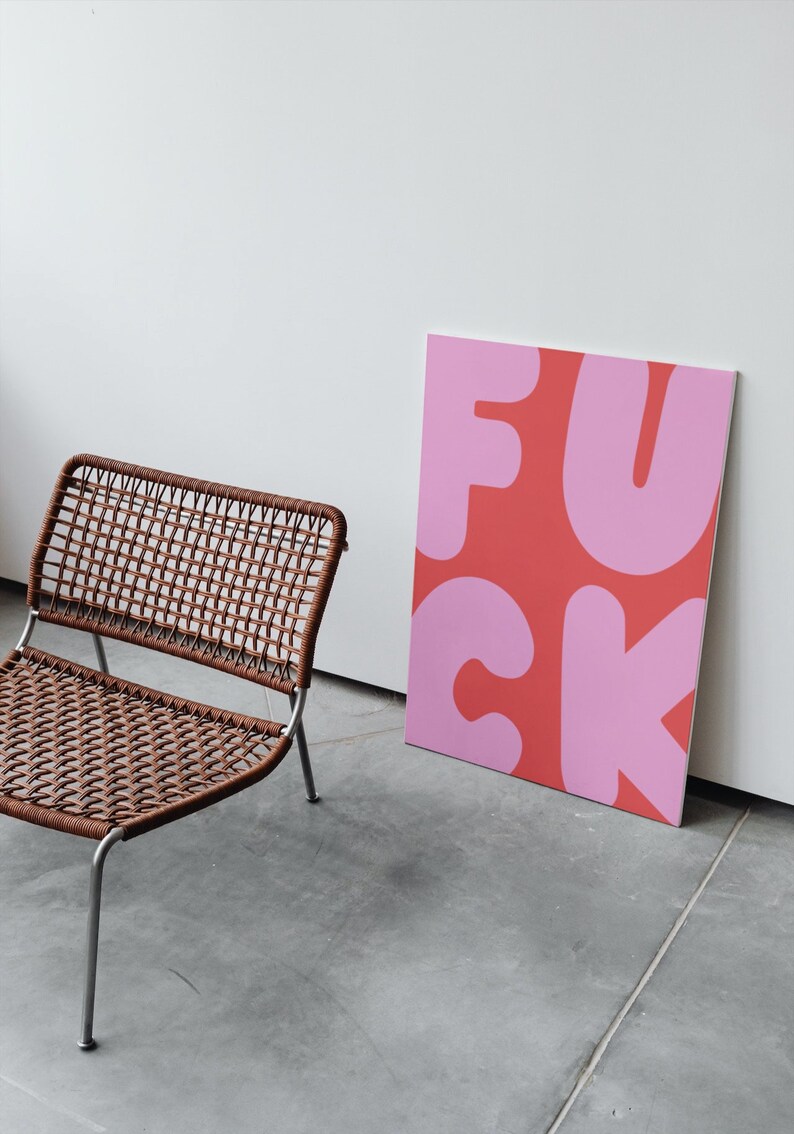 F*ck Wall Art, Funny Wall Print, Pastel Pink Poster, Digital Download Prints, Large Printable Art, Downloadable prints, Preppy Wall Art image 5