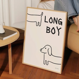 Dachshund Wall Poster - Sausage Dog Wall Print - Dog Digital Print - Funny Dog Poster - Hand drawn Dog Wall Art - Dog Lover Gift