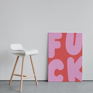 F*ck Wall Art, Funny Wall Print, Pastel Pink Poster, Digital Download Prints, Large Printable Art, Downloadable prints, Preppy Wall Art image 6