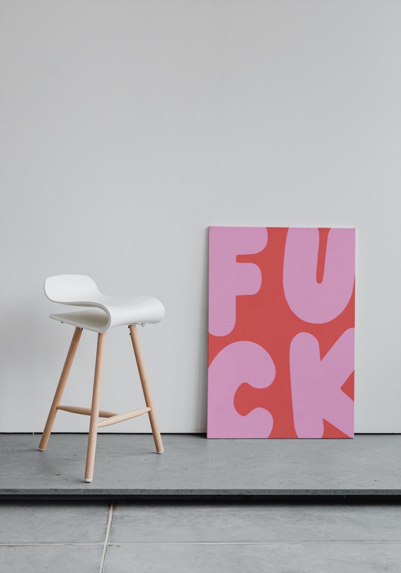 F*ck Wall Art, Funny Wall Print, Pastel Pink Poster, Digital Download Prints, Large Printable Art, Downloadable prints, Preppy Wall Art image 6