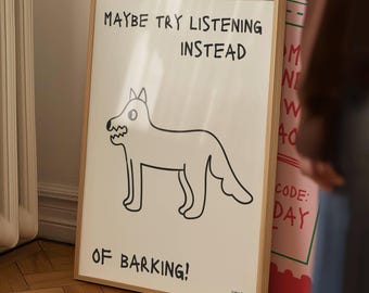 Funny Dog Print: Minimalist Hand-Drawn Art (Digital Download)