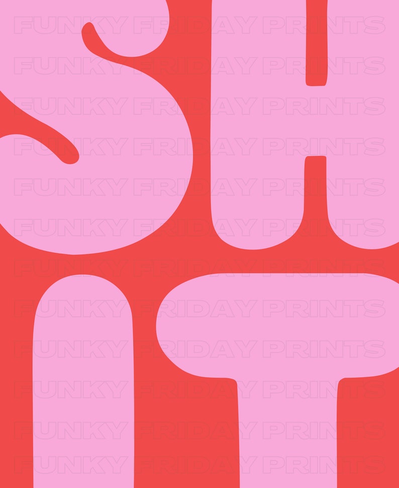 Sht Wall Print Pink Bathroom Wall Decor Funny Restroom Wall Etsy