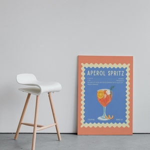 Aperol Spritz Wall Print, Trendy Cocktail Wall Decor, Bar cart Digital Download Print, Kitchen Downloadable Prints, Large Printable Art image 5