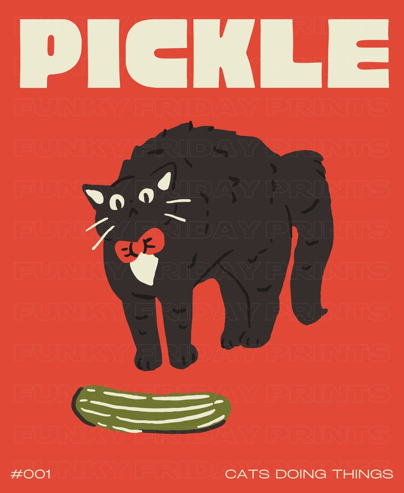 Black Cat Digital Wall Art Print, Funny Cat Poster, Cute Kitten ...