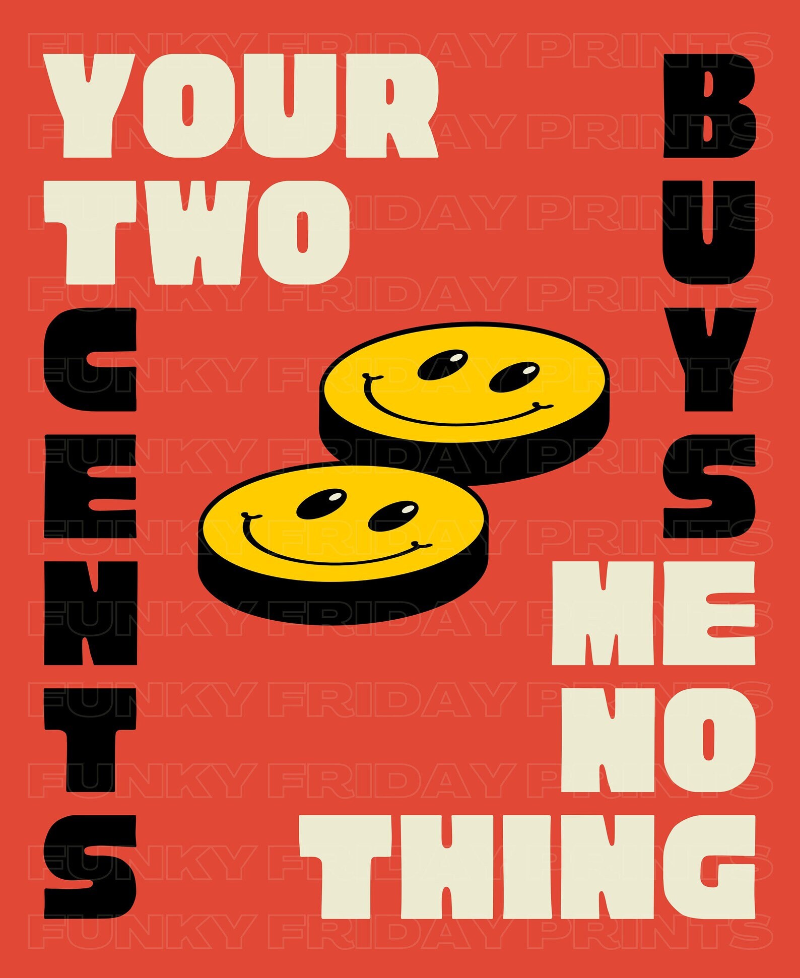 Red Retro Wall Art Funny Wall Print Funky Office Poster Dorm Room Decor ...