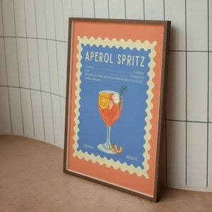 Aperol Spritz Wall Print, Trendy Cocktail Wall Decor, Bar cart Digital Download Print, Kitchen Downloadable Prints, Large Printable Art image 2