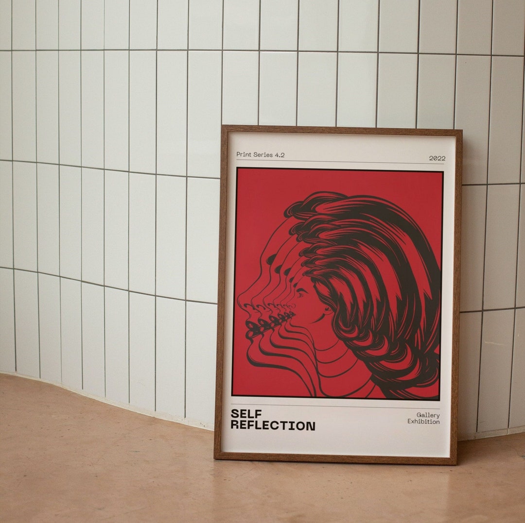 Self Reflection Wall Print, Digital Download Print, Retro Wall Decor