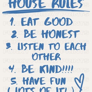 House Rules Wall Art, Minimalist Wall Print, Modern Art Print, Doodle ...