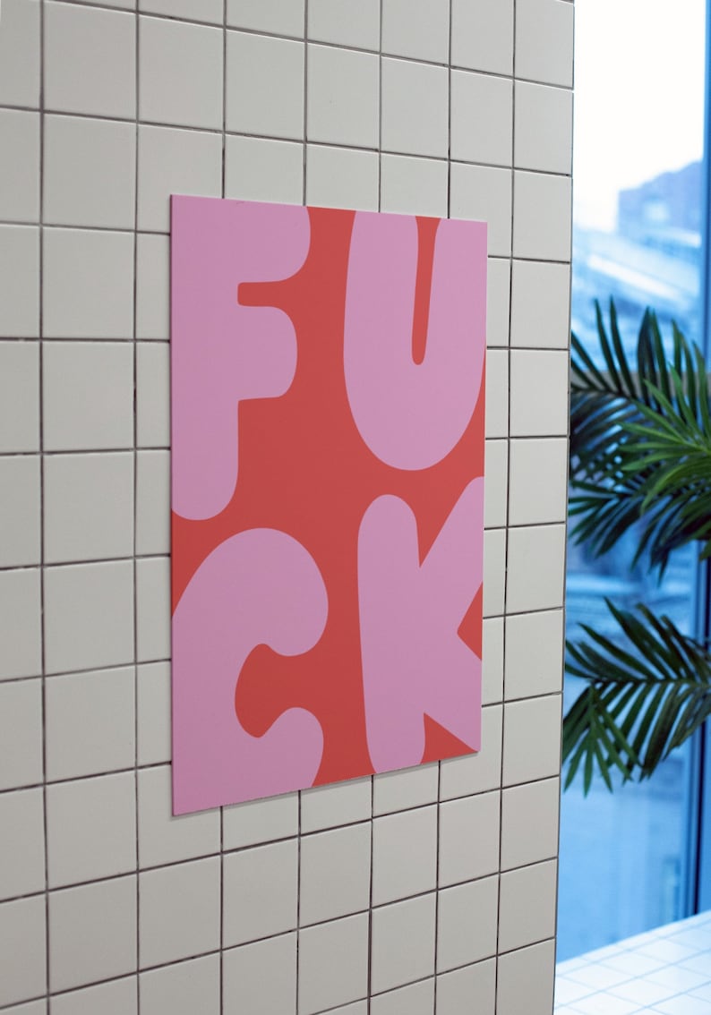 F*ck Wall Art, Funny Wall Print, Pastel Pink Poster, Digital Download Prints, Large Printable Art, Downloadable prints, Preppy Wall Art image 3