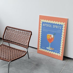 Aperol Spritz Wall Print, Trendy Cocktail Wall Decor, Bar cart Digital Download Print, Kitchen Downloadable Prints, Large Printable Art image 7