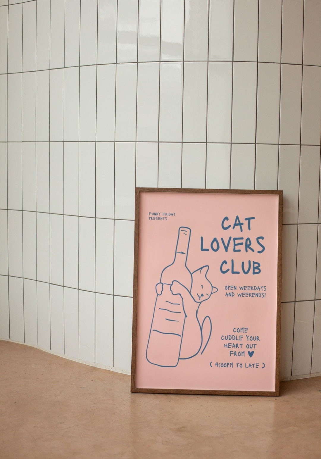 Cat Lovers Club Wall Print, Cute Cat Print, Cat Poster, Digital