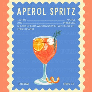 Aperol Spritz Wall Print, Trendy Cocktail Wall Decor, Bar cart Digital Download Print, Kitchen Downloadable Prints, Large Printable Art image 3