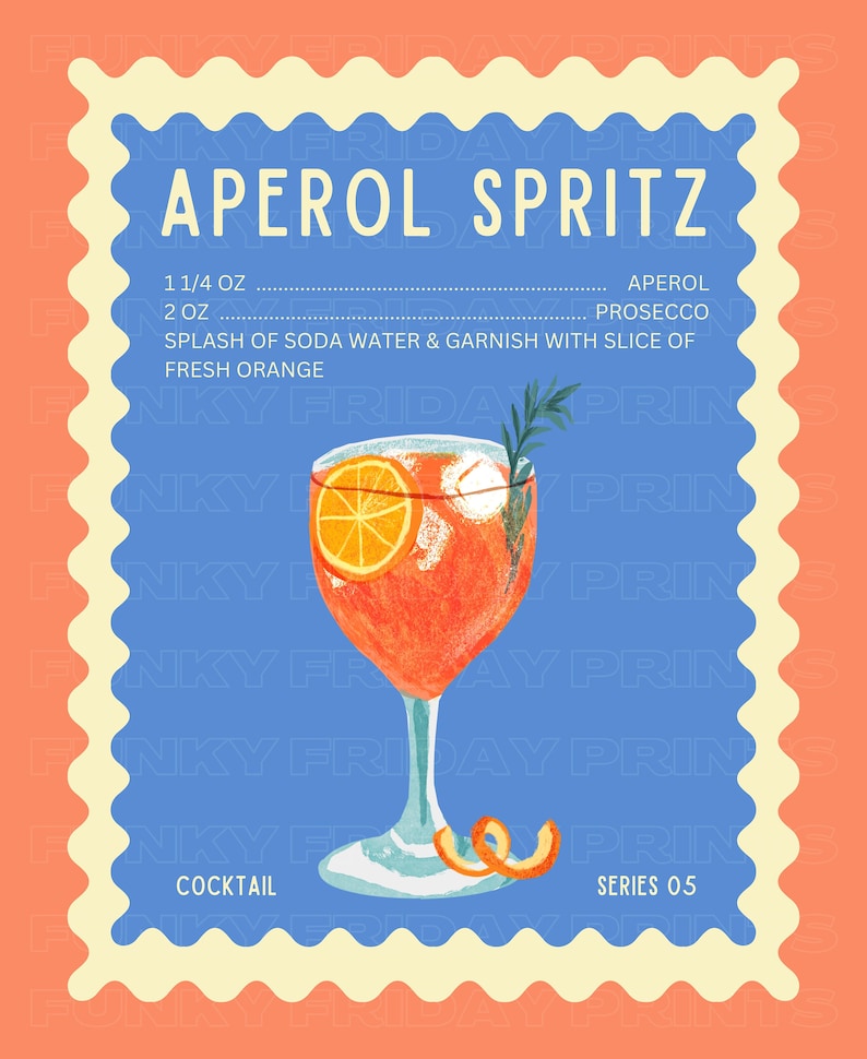 Aperol Spritz Wall Print, Trendy Cocktail Wall Decor, Bar cart Digital Download Print, Kitchen Downloadable Prints, Large Printable Art image 3