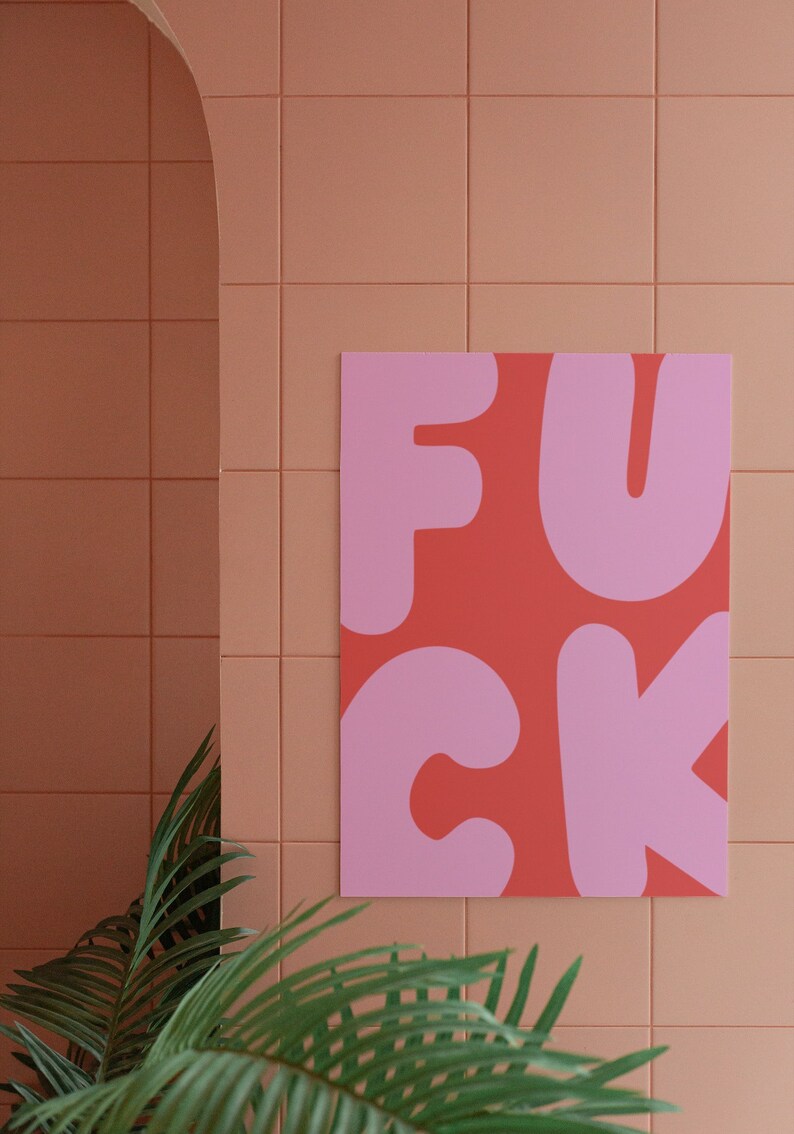 F*ck Wall Art, Funny Wall Print, Pastel Pink Poster, Digital Download Prints, Large Printable Art, Downloadable prints, Preppy Wall Art image 7