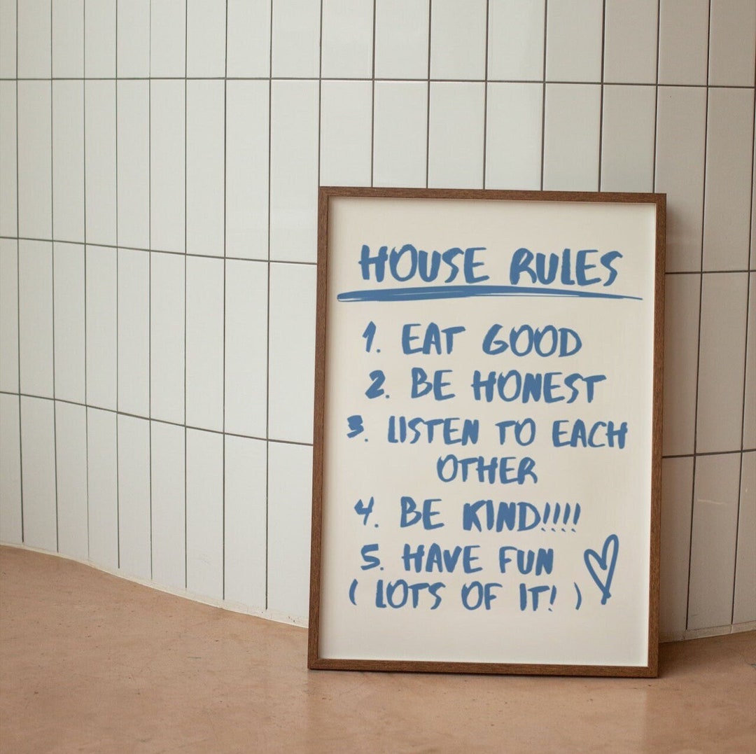 House Rules Wall Art, Minimalist Wall Print, Modern Art Print, Doodle