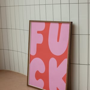 F*ck Wall Art, Funny Wall Print, Pastel Pink Poster, Digital Download Prints, Large Printable Art, Downloadable prints, Preppy Wall Art image 2